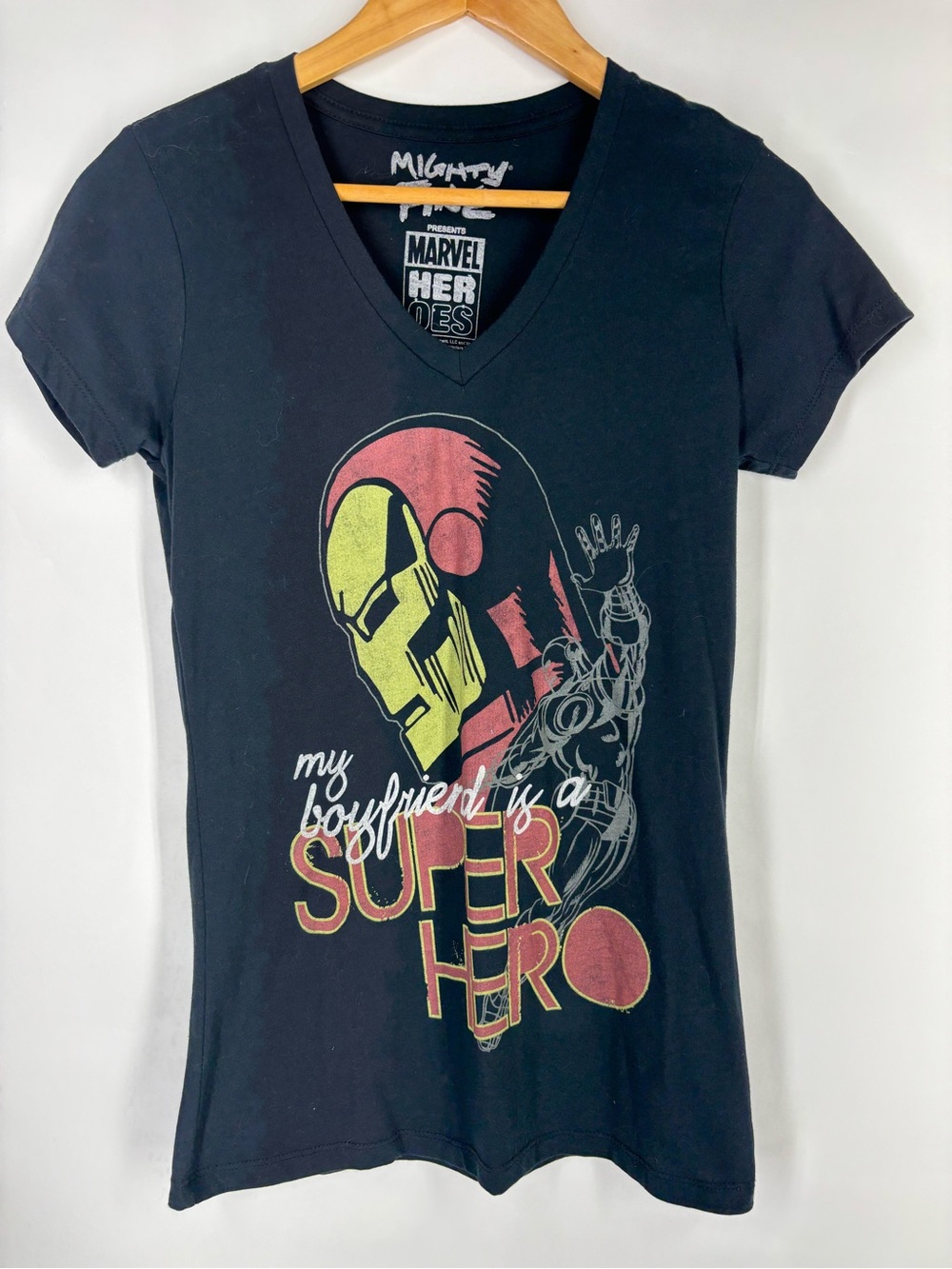 My Boyfriend is a Superhero Marvel t shirt Medium M Mighty Fine